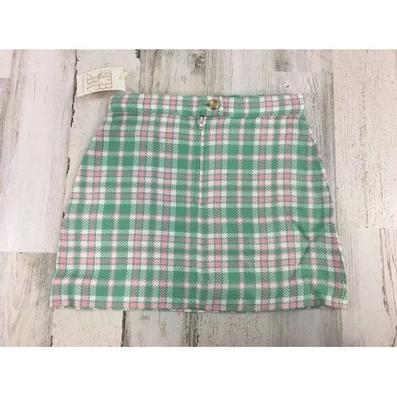 The Beaufort Bonnet Company Green and Pink Plaid Mini Skirt - Picture 4 of 7